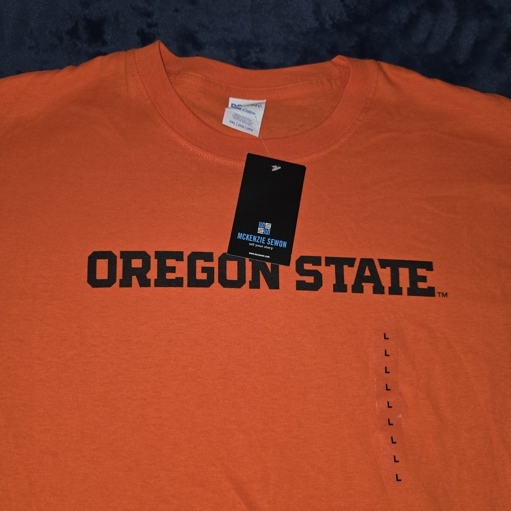 Port and Company Orange Oregon State Tee with Black Lettering